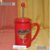 Kávékészítő, tejhabosító szívmintás 0,80 l piros 21737-BQT